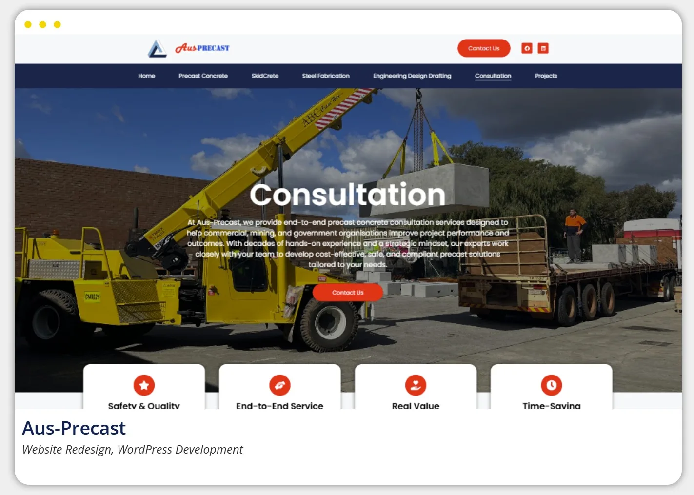 Aus-Precast website designed by PC Madness Web Services