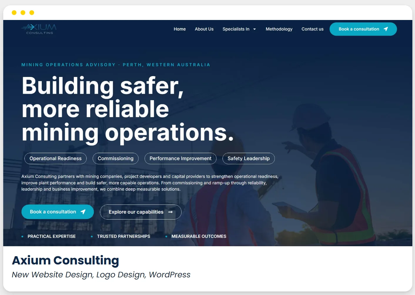 Axium Consulting website designed by PC Madness Web Services