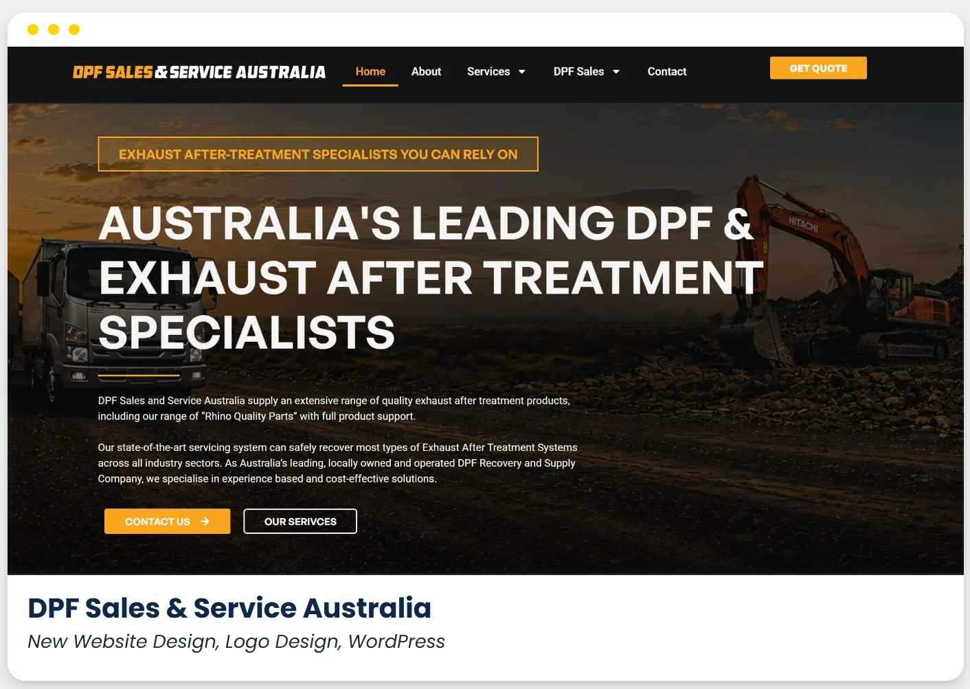 DPF Sales & Service Australia website designed by PC Madness Web Services