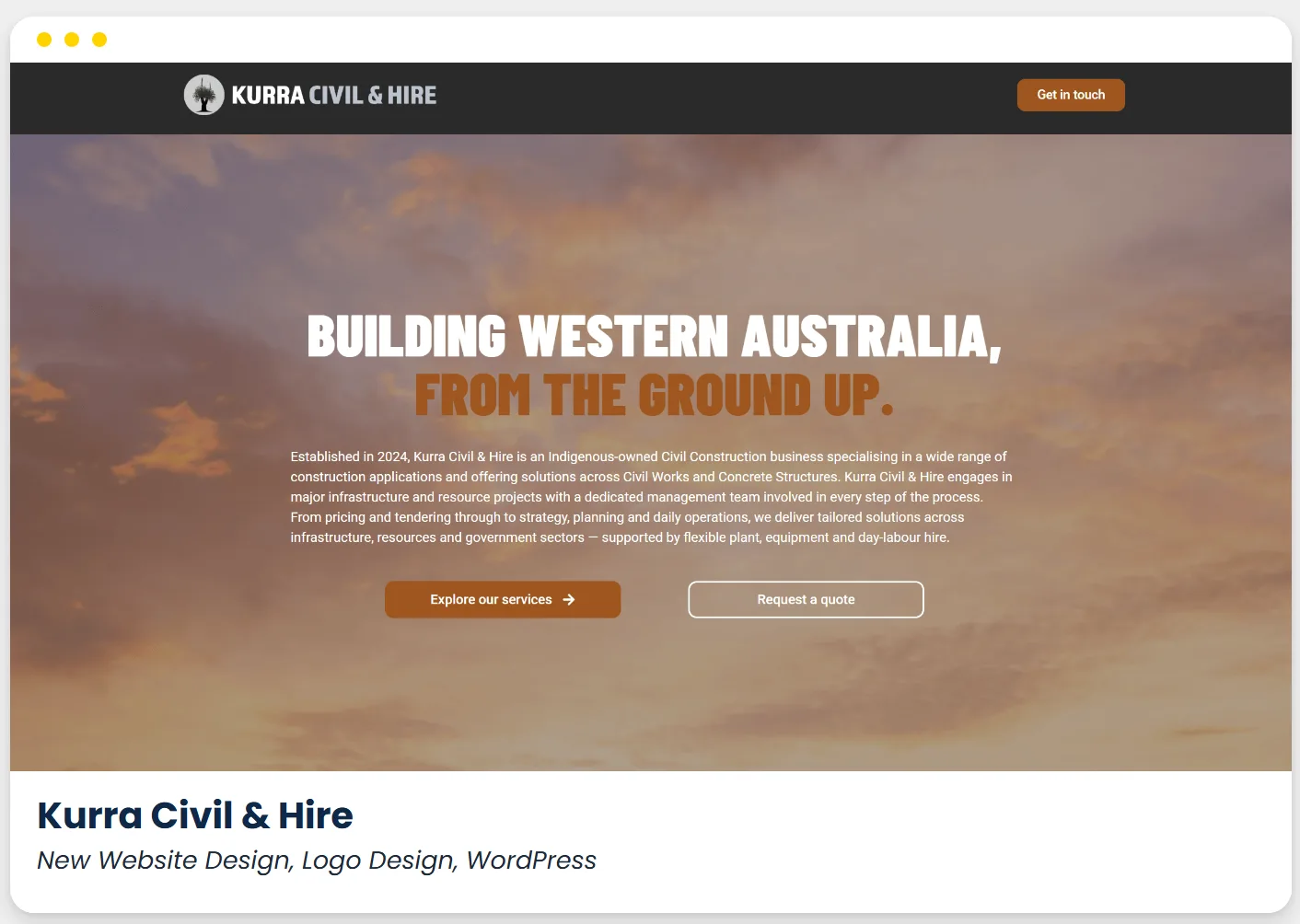 Kurra Civil & Hire website designed by PC Madness Web Services