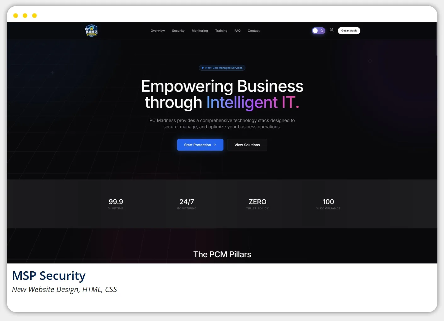 MSP Security website designed by PC Madness Web Services