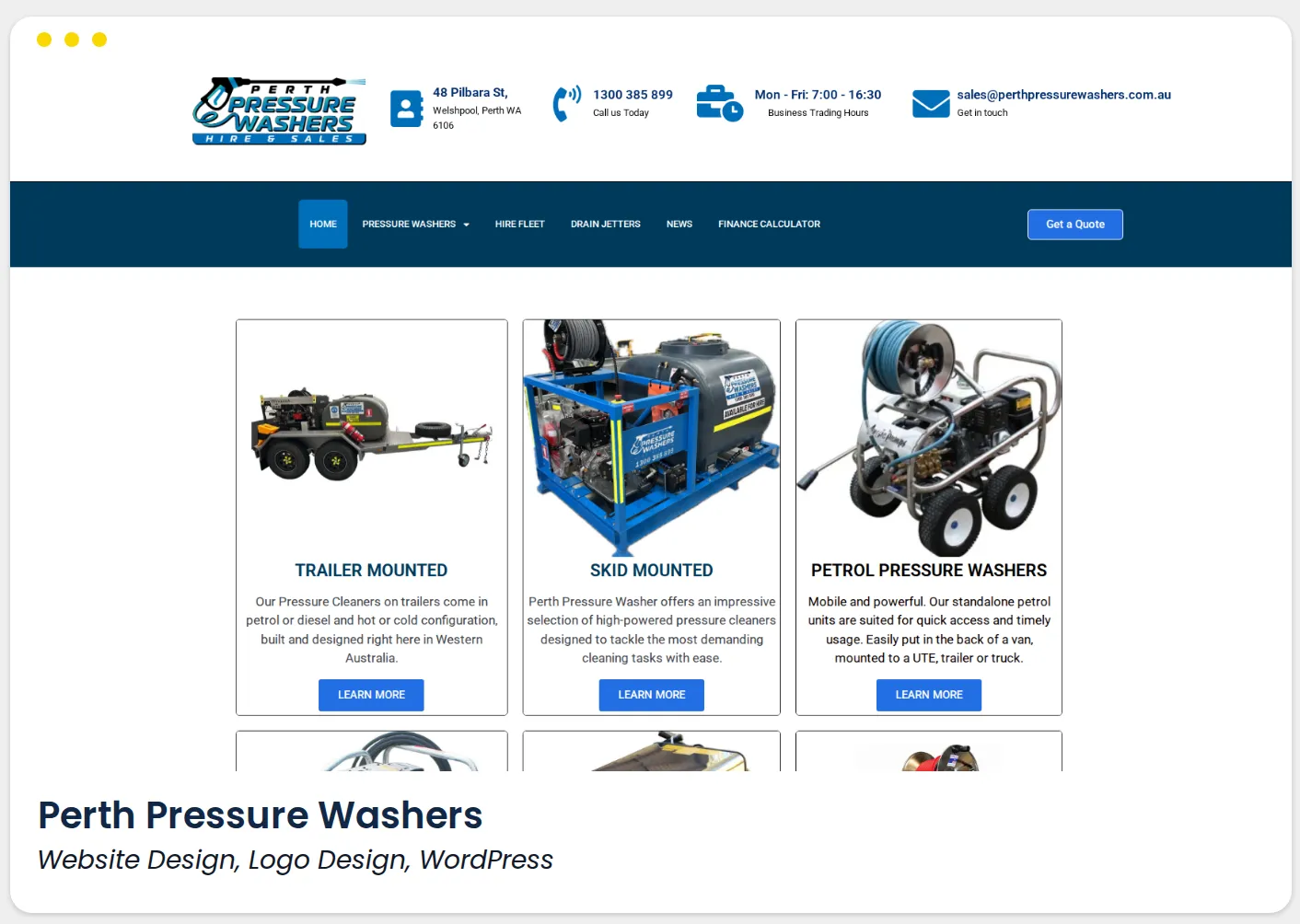 Perth Pressure Washers website designed by PC Madness Web Services